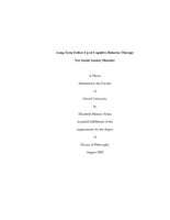 Long-term follow-up of cognitive behavior therapy for social anxiety disorder