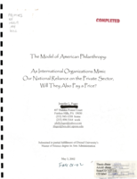 The model of American philanthropy: as international organizations mimic our national reliance on the private sector, will they also pay a price?