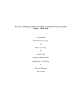 The impact of management decision-making on student success in community colleges: a case study