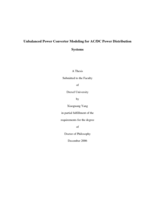 Unbalanced power converter modeling for AC/DC power distribution systems