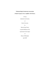 Wideband digital predistortion linearization of radio frequency power amplifiers with memory