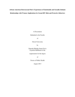 African American heterosexual men's experiences of emotionally and sexually intimate relationships with women: implications for sexual HIV risk and protective behaviors