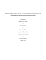 Intentional thought processes of teachers who create personalized learning pathways that result in improved academic outcomes in reading for students
