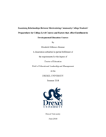 Examining relationships between matriculating community college students' preparedness for college-level courses and factors that affect enrollment in developmental education courses