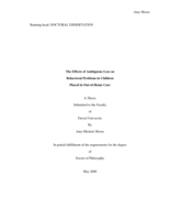 The Effects of Ambiguous Loss on Behavioral Problems in Children Placed in Out-of-Home Care