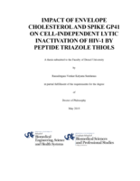 Impact of envelope cholesterol and spike gp41 on cell-independent lytic inactivation of HIV-1 by peptide triazole thiols