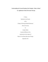 Understanding the Personal Meaning of the Metaphor, "Body as Home" for Application in Dance/Movement Therapy