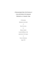 A phenomenological study of the persistence of unsuccessful students in developmental mathematics at a community college