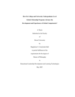 How do college and university undergraduate level global citizenship programs advance the development and experiences of global competencies?