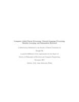 Computer aided patent processing: natural language processing, machine learning, and information retrieval