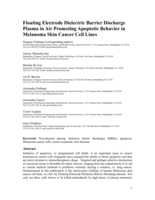 Floating electrode dielectric barrier discharge plasma in air promoting apoptotic behavior in melanoma skin cancer cell lines