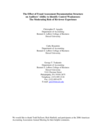 The effect of fraud assessment documentation structure on auditors' ability to identify control weaknesses: The moderating role of reviewer experience