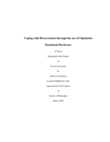 Coping with bereavement through the use of optimistic emotional disclosure