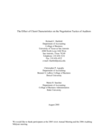 The effect of client characteristics on the negotiation tactics of auditors
