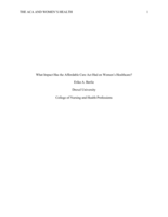 What impact has the affordable care act had on women's healthcare?