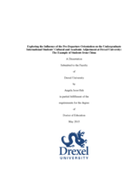 Exploring the influence of the pre-departure orientation on the undergraduate international students' cultural and academic adjustment at Drexel University: the example of students from China