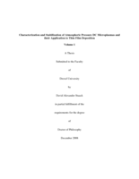 Characterization and stabilization of atmospheric pressure DC microplasmas and their application to thin film deposition
