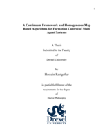 A continuum framework and homogeneous map based algorithms for formation control of multi agent systems