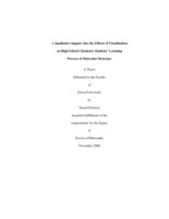 A qualitative inquiry into the effects of visualization on high school chemistry students' learning process of molecular structure