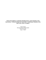 Nature prescriptions, community health workers, and evaluation at the intersection: a research paper for naturephl considering evaluation of the role of the nature