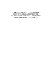 Kickstarting relationships: is crowdfunding affecting the relationship between artists and their supporting audiences?