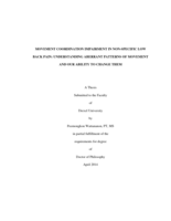 Movement Coordination Impairment in Non-Specific Low Back Pain: Understanding Aberrant Patterns of Movement and Our Ability to Change Them