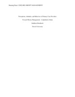 Perceptions, attitudes, and behaviors of primary care providers toward obesity management: a qualitative study