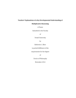 Teachers' explanations of a key developmental understanding of multiplicative reasoning