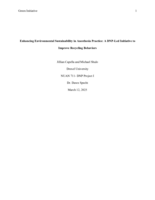 Enhancing environmental sustainability in anesthesia practice: a DNP-led initiative to improve recycling behaviors