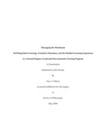 Managing the maelstrom self-regulated learning, academic outcomes, and the student learning experience in a second-degree accelerated baccalaureate nursing program