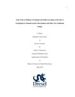 In the wake of Hoffman: psychologist and public perceptions of the role of psychologists in national security interrogations and other non-traditional settings