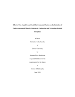 Effect of non-cognitive and social environmental factors on the retention of under-represented minority students in engineering and technology-related disciplines