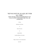 He was not of an age, but for all time: how translating Shakespeare in 2015 could affect how his work will be marketed
