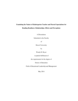 Examining the nature of kindergarten teacher and parent expectations for reading readiness: relationships, effects and perceptions