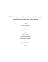 The effects of computer assurance specialist competence and auditor accounting information system expertise on auditor planning judgments