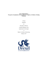 Does weight matter?: prospective examination of premorbid body weight as a predictor of eating pathology