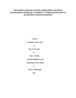 Information gathering, decision making skills and clinical documentation technology as mediators of clinical performance in the physician assistant population