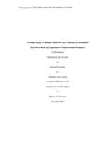 Creating online training courses for the corporate environment: what have been the experiences of instructional designers?