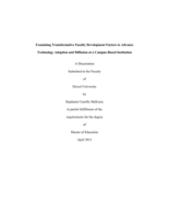 Examining transformative faculty development factors to advance technology adoption and diffusion at a campus-based institution