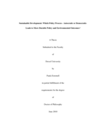 Sustainable development: which policy process - autocratic or democratic - leads to more durable policy and environmental outcomes?
