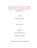 Effect of varying oxygen levels on murine embryonic stem cell differentiation into endoderm cells