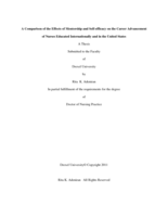 A comparison of the effects of mentorship and self-efficacy on the career advancement of nurses educated internationally and in the United States