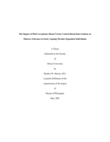 The impact of brief acceptance-based versus control-based interventions on distress tolerance in early lapsing nicotine dependent individuals