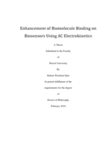Enhancement of biomolecule binding on biosensors using AC electrokinetics