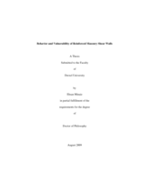 Behavior and vulnerability of reinforced masonry shear walls