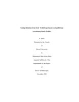 Scaling relations from scale model experiments on equilibrium accretionary beach profiles