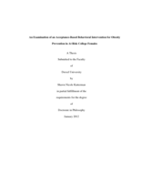 An examination of an acceptance-based behavioral intervention for obesity prevention in at risk college females