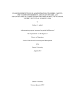 Examining perceptions of administrators, teachers, parents, and community residents about advantages and disadvantages of consolidating two high schools in a school district in central Pennsylvania