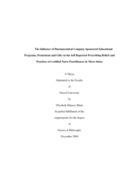 The influence of pharmaceutical company sponsored educational programs, promotions and gifts on the self-reported prescribing beliefs and practices of certified nurse practitioners in three states