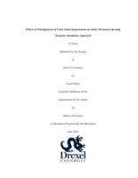 Effects of misalignment of total ankle replacement on ankle mechanics through dynamic simulation approach